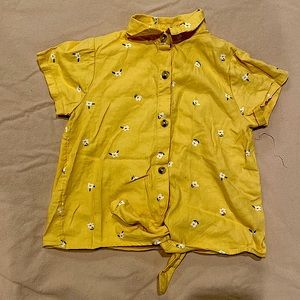 Yellow button down with flowers, size 6/6x.